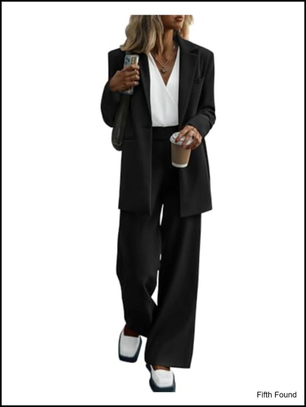 Women 2 Piece Business Pantsuit Oversized Blazer Wide Leg Pants Set